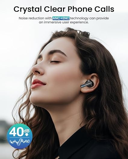 ZIUTY Wireless Earbuds Bluetooth Headphones, Ear Buds with Touch Screen, ANC ENC Noise Cancelling Transparency Mode, 40H Stereo Deep Bass, IPX7 Waterproof, Clear Calls, 5 EQ for iOS Android, Obsidian