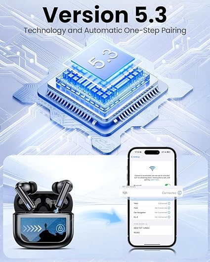 ZIUTY Wireless Earbuds Bluetooth Headphones, Ear Buds with Touch Screen, ANC ENC Noise Cancelling Transparency Mode, 40H Stereo Deep Bass, IPX7 Waterproof, Clear Calls, 5 EQ for iOS Android, Obsidian