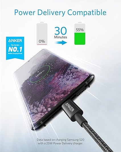 Anker USB C to USB C Cable, Type-C 60W Fast Charging Cable (6 FT, 2Pack) for iPhone 17 Series, iPad mini 6 and More (Black)